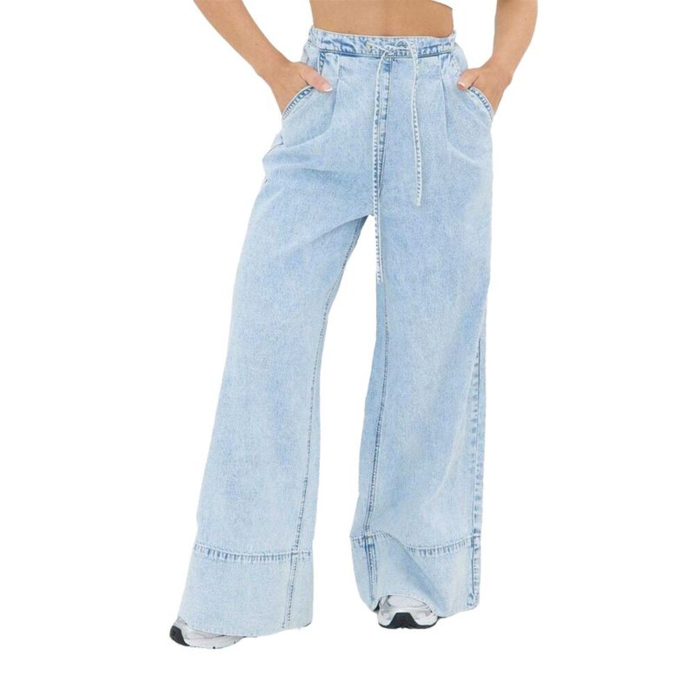 I Saw It First Womens/Ladies Palazzo Relaxed Fit Joggers / Light Wash